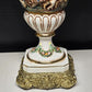 Italian Capodimonte Deluxe Large Table Lamp Raised Images Pleated Scallop Shade