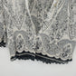 Nicola Paisley Pleated Blouse Black White Button Front 3/4 Sleeve Medium