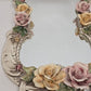 Large Capodimonte Porcelain Mirror Dresser Vanity Tray Roses Hour Glass Shape