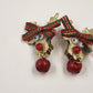 2 Pair Christmas Clip-On Earrings Gold Tone Christmas Tree & Reindeer 1.5" Long