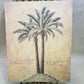 Tropical Palm Tree Drawing Print With Metal Scroll Trim Wall Decor