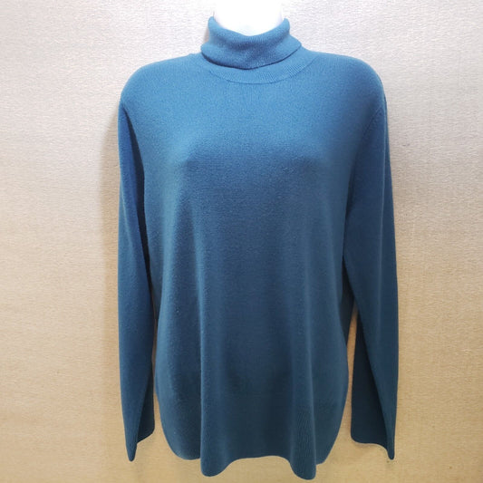 The Tog Shop Women's Large Blue/Teal 100% Acrylic Turtleneck Knit Top