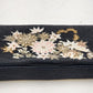 Black Small Beaded Clutch Purse 3 Inner Pockets Flower Embroidered w Glass Beads