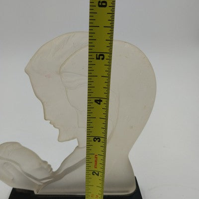 Lucite Jesus Mary Joseph Figurine 5" on Black Base Vtg Mid-Century
