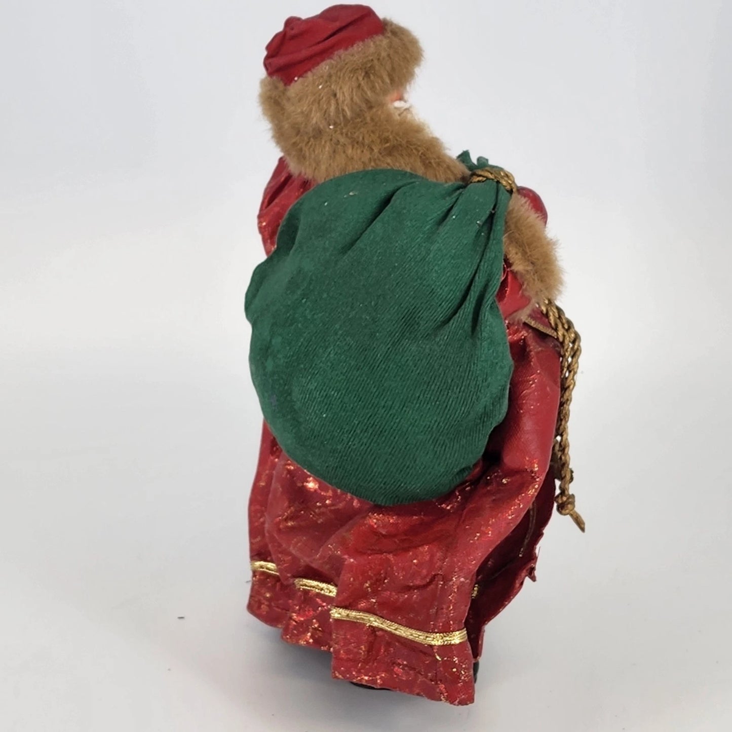 Clothtique Possible Dreams Santa Claus Paper Mache Outfit Green Bag of Toys 10"