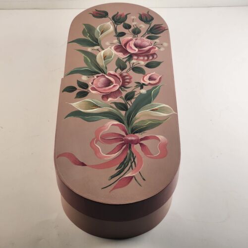 Handmade Decoupage Floral Decorative Wooden Keepsake Box w Lid For Jewelry