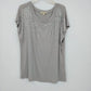 XXI Gray Rhinestone Embellished Top Women's Medium Scoop Neck Short Sleeve