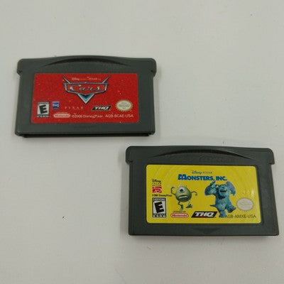 Monster's Inc & Cars Game Cartridges Disney Pixar GBA Nintendo Tested