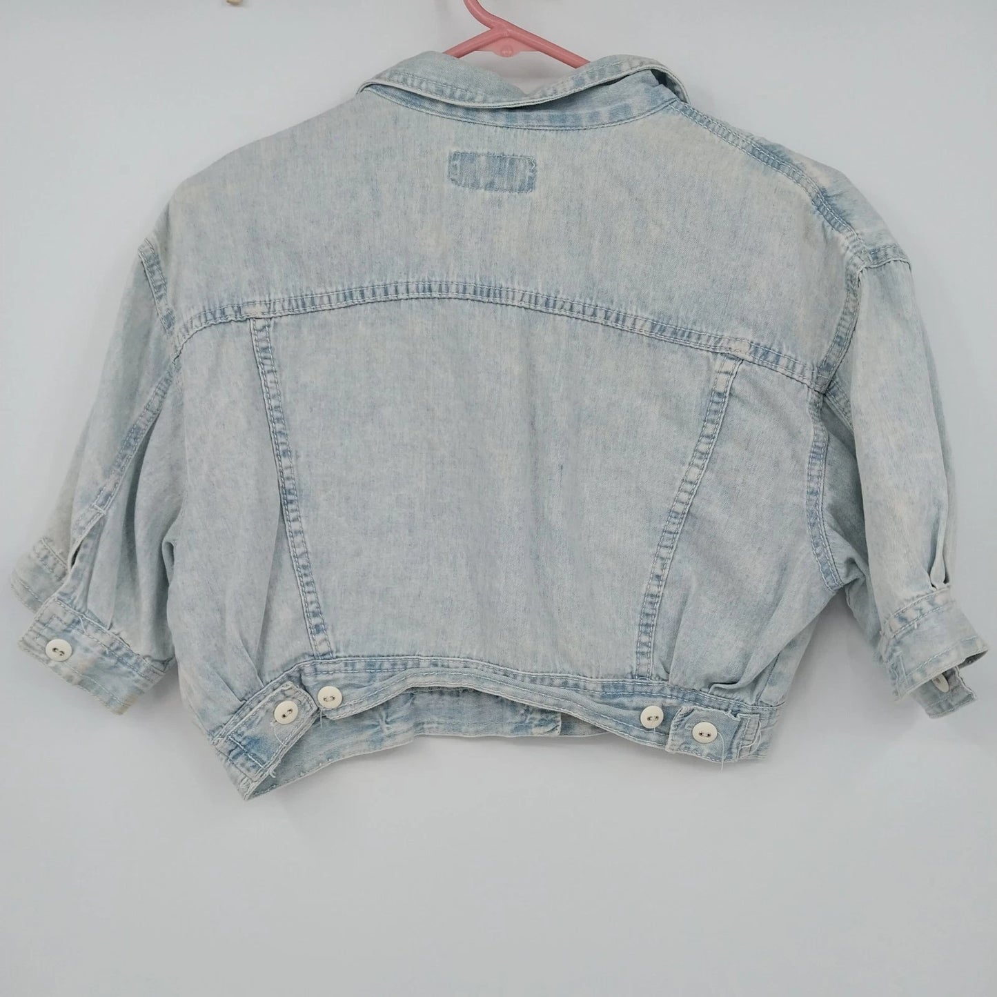 Paris Blues Cropped Denim Jacket Women's Small Light Wash Short Sleeve Button