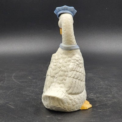 Enesco Policeman White Duck Goose Figurine 7" w Cap & Tie Porcelain 1986 Mexico