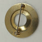Gold Tone Round Plain & Engraved Scroll Pattern Circular Brooch Pin 1.5" Vintage