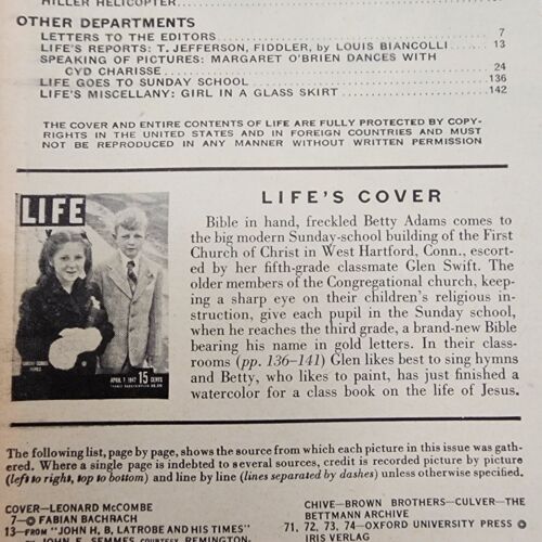 Life Magazine April 7 1947 West Hartford CT Sunday School Pupils plus FDR Family