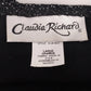 Claudia Richard Women's Black Silver Stud Glitter Top Large V-Neck Long Sleeve