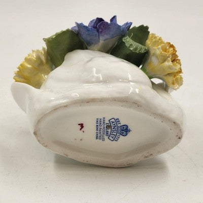 Aynsley Bone China Flower Bouquet Swan Base Figurine England Vintage