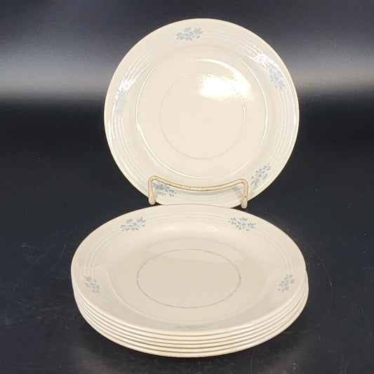 7 Corelle Corning Bread & Butter Dessert Plates 7.25" Blue Lace Bouquet MCM Vtg