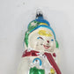 Snowman Blue Hat Red Scarf Hand Painted Blown Glass Christmas Ornament 5" Vtg