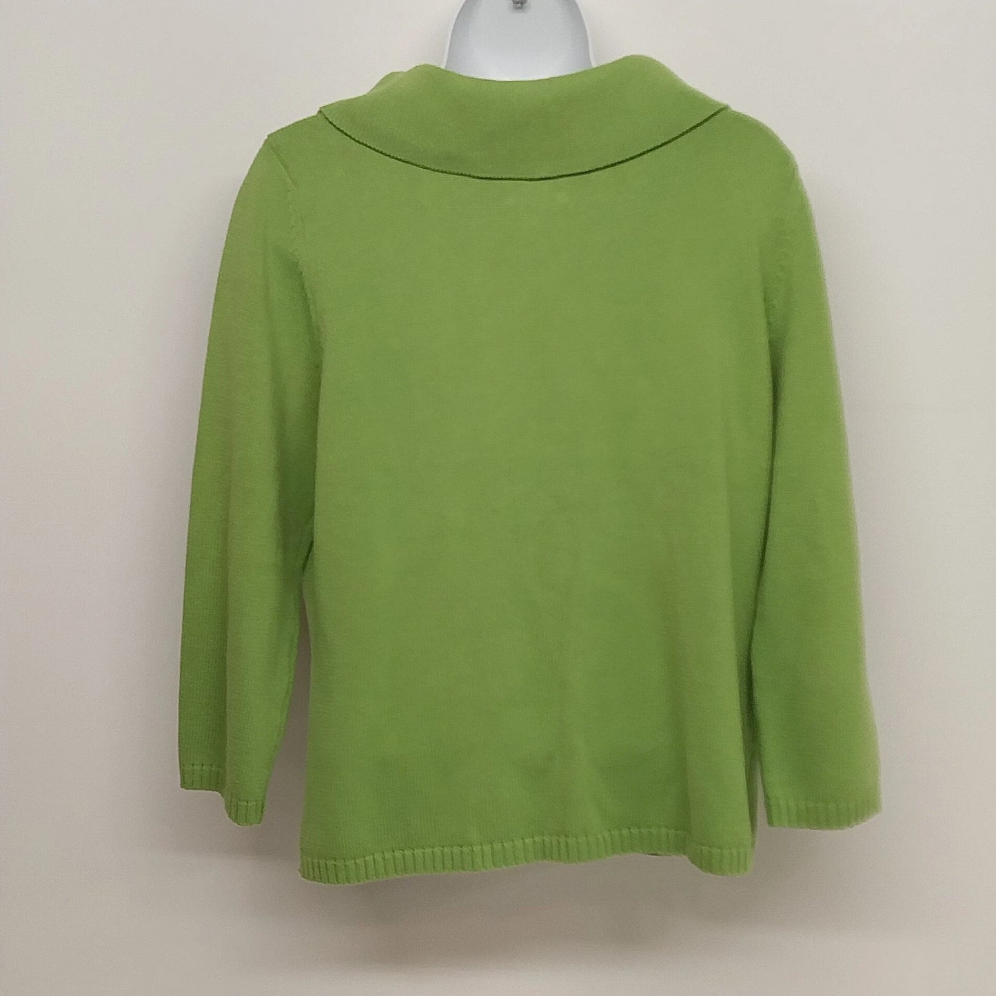 Raffaello Sport Women's Cotton Cowl Neck Lime Green Pullover Sweater Size L