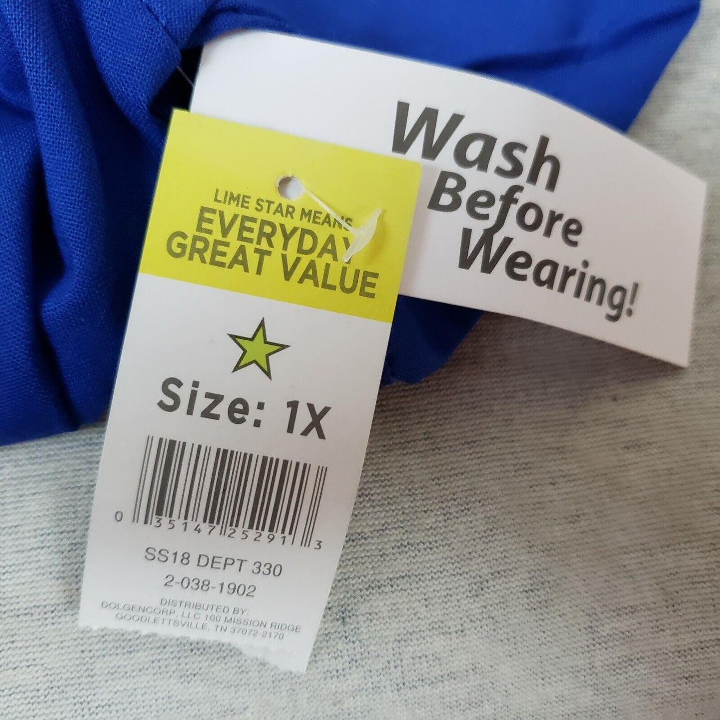 Scrubs Brand Medical Scrub Top Blue Solid Size 1XL 3 Front Pockets Tie Back