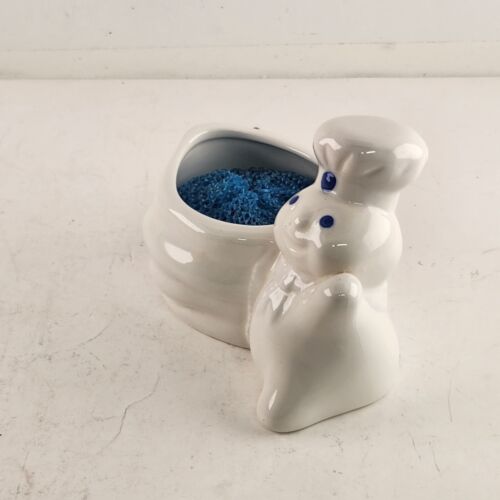 Pillsbury Doughboy 3 Pc Kitchen Set Spoon Rest Salt-Pepper Scouring Pad Holder