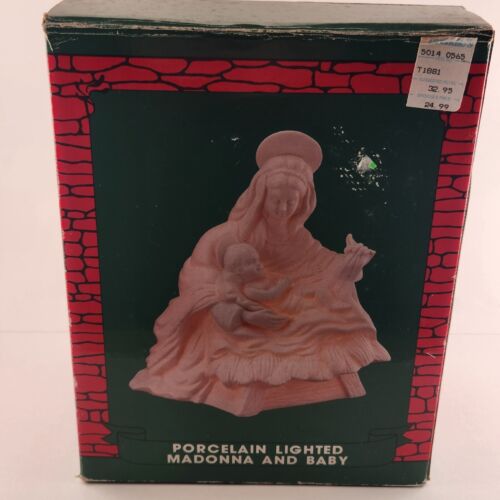 Porcelain Lighted Madonna and Baby Santa's Chimney Sweets Switch Cord and Bulb