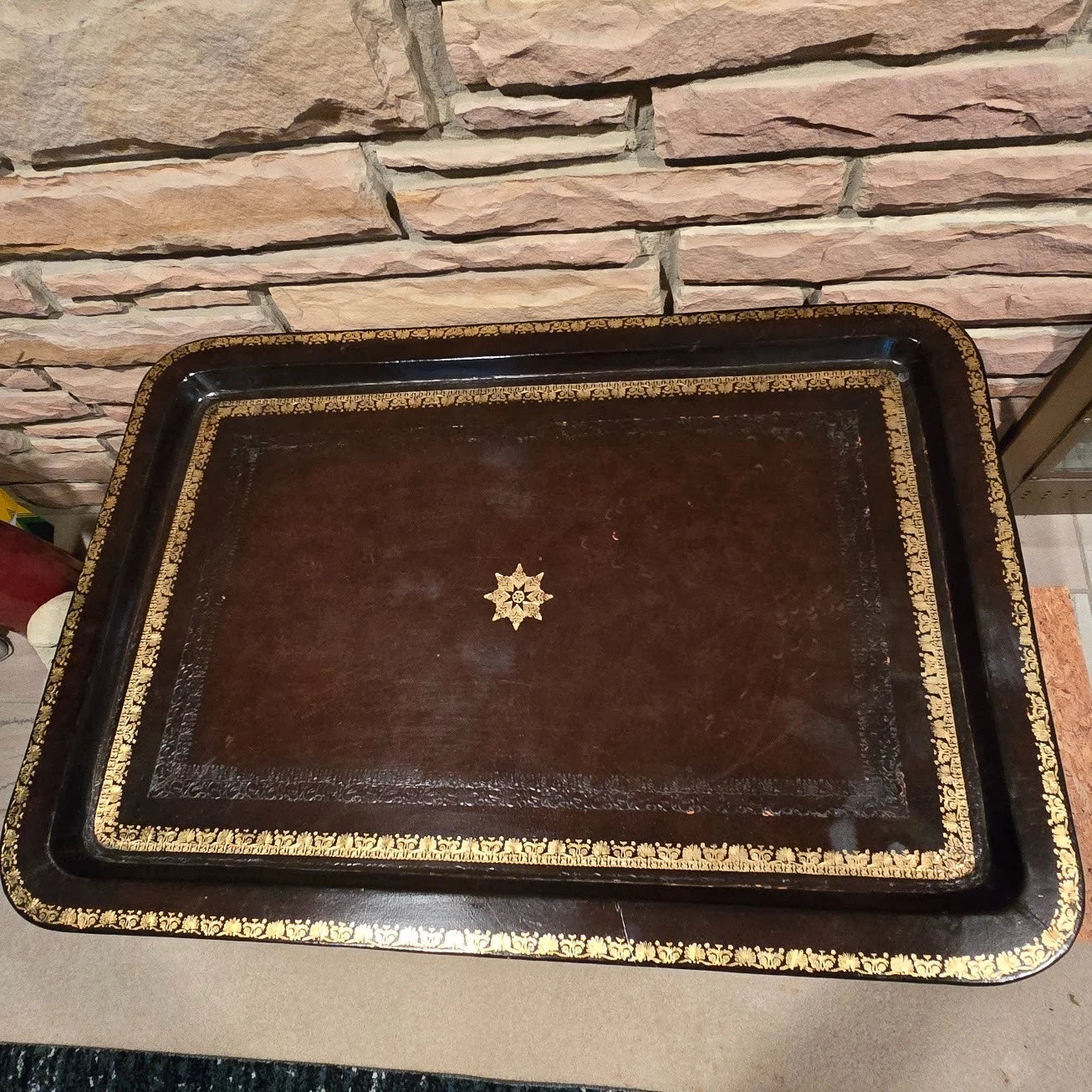 Maitland Smith Leather Tray Top Coffee Table Faux Bamboo 32x22 Philippines