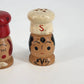 Wood Chef Salt & Pepper Shakers 2" White Boy Red Girl Japan Kitsch 1960's Vtg