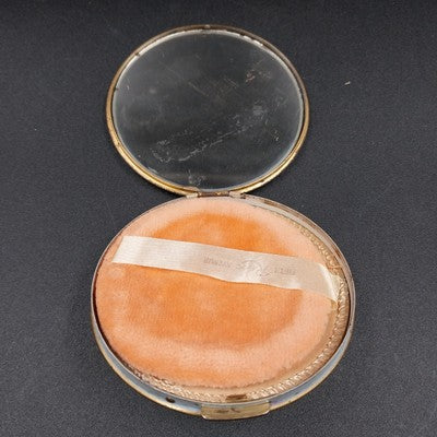 Zell 5th Ave Rotary Club Compact Mirror Powder Puff Floral & Guilloché Enamel