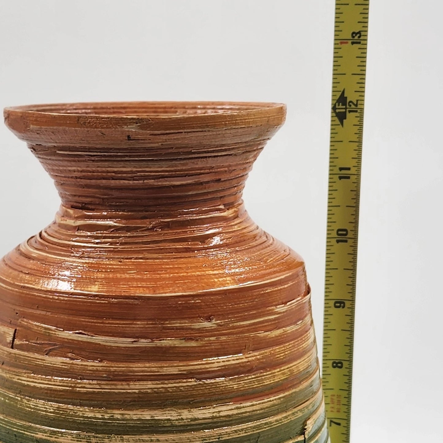 Colorful Coiled Rattan Vase Decorative Basket Boho Woven Art Dried Plant Holder