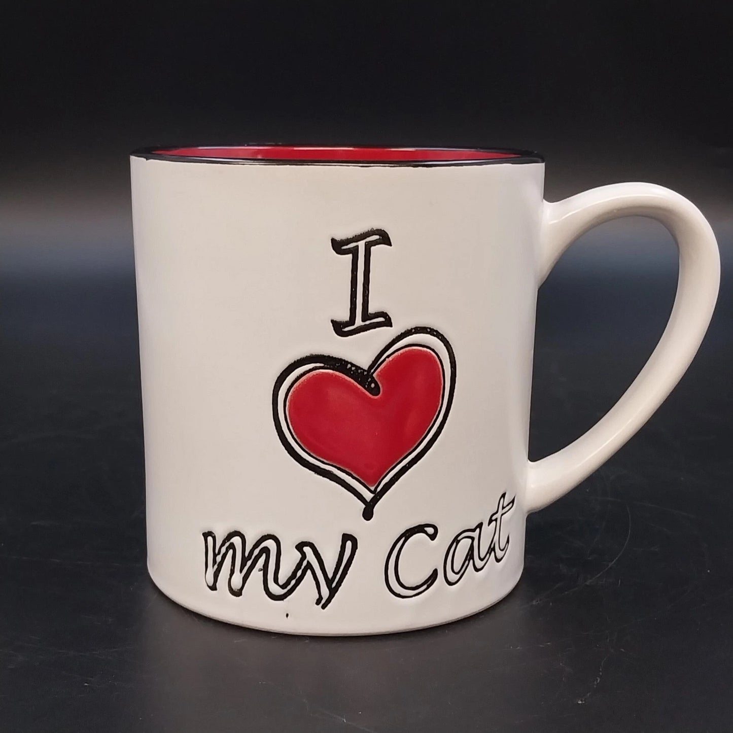 Spectrum Designz I Love My Cat Large 22 oz Ceramic Coffee Mug Red Interior 4.25"