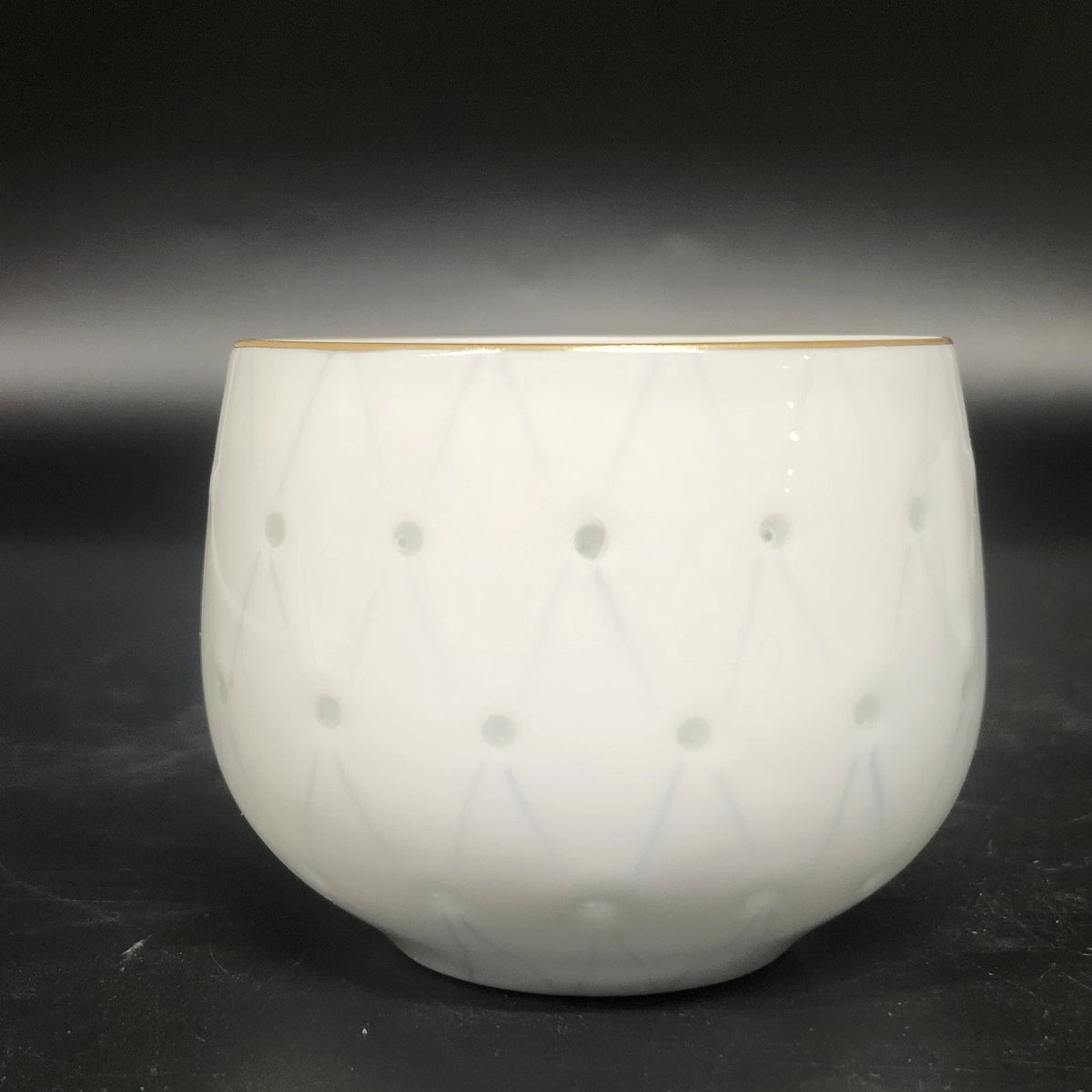 Japanese Hotarude Firefly Porcelain Tea Cups Set 5 Blue White Gold Rim Vintage