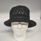 Signature Studio Women's Black Straw Hat Open Weave Floral Crochet Brim OSFM