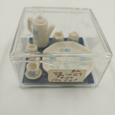 10-Piece Miniature Tea Set White Blue Floral Just For You 2" Decorative