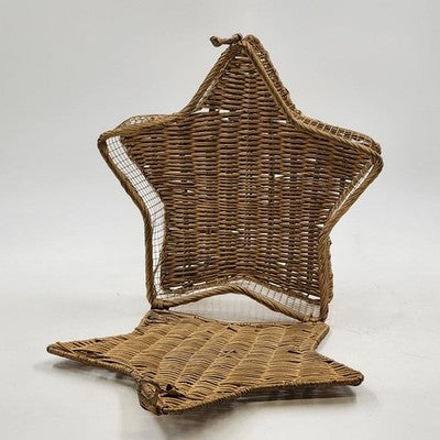 Basket Box Storage 10"Star Shape Large Hanging Wicker Natural Wood Color Weaving