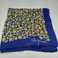 Schiaparelli Silk Blend Scarf 23" Square Yellow Blue Floral Print Signed Vintage