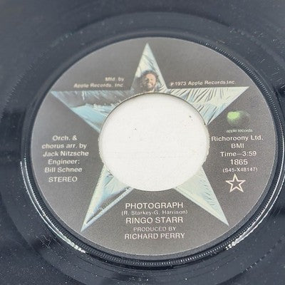 Ringo Starr Photograph/Down and Out 7" 45 RPM Vinyl Record 1973 Apple 1865