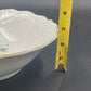 White Serving Vegetable Bowl w Blue Flower Floral Gold Scalloped Edge Embossed