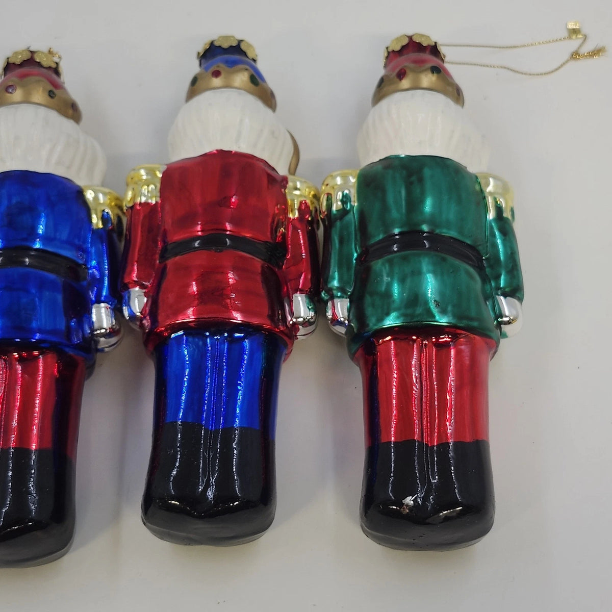 Blown Glass Nutcracker Soldier Christmas Ornaments 4 Piece 7.5" Hand Painted Vtg