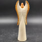 Glazed Ceramic Angel Figurine Holding Book 13" Neutral Cream Brown Home Decor