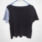 Designers Originals Color Block Top Women XL Black Blue Short Sleeve Cotton
