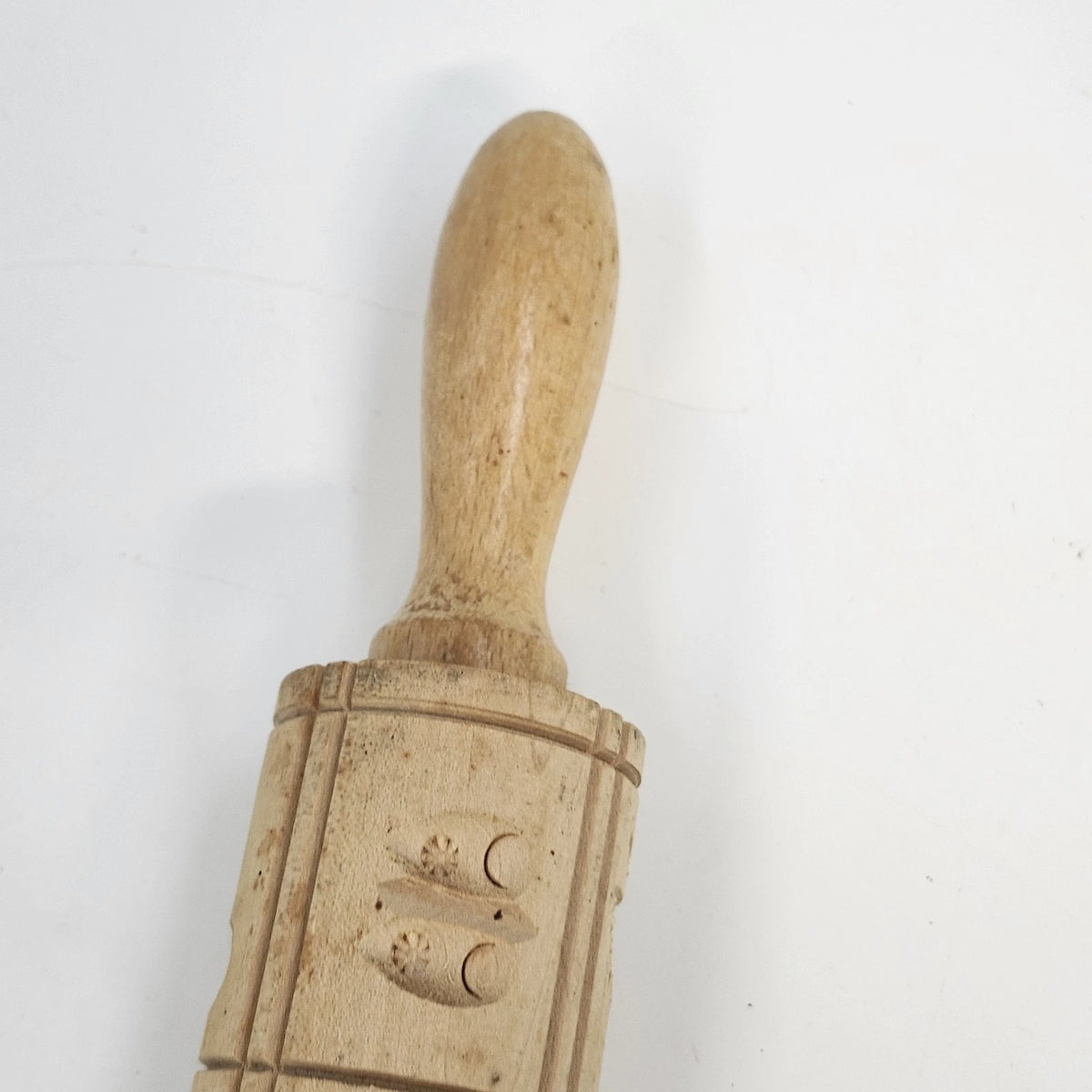 Springerle Cookie Roller Mold Rolling Pin 15" Embossed Natural Wood West Germany