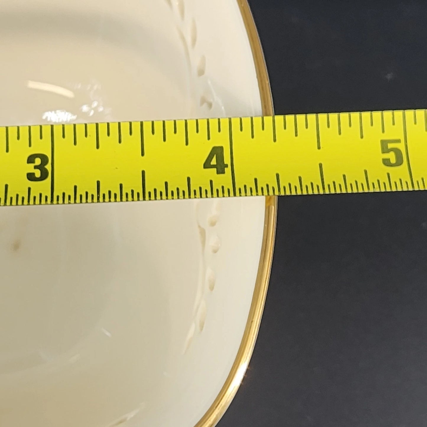 Lenox Petite Rose Trinket Bowl Cream Porcelain Lace Cut Out 24K Gold Trim 4.25"