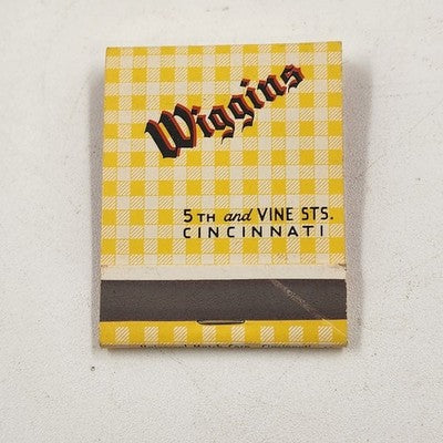 Wiggins Bar Cheerful Drinking Cincinnati Restaurant Matchbook 2" Missing 1 Match