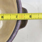 Handmade Pottery Bowl Art Studio Blue Purple Outer Yellow Inner Handled Signed