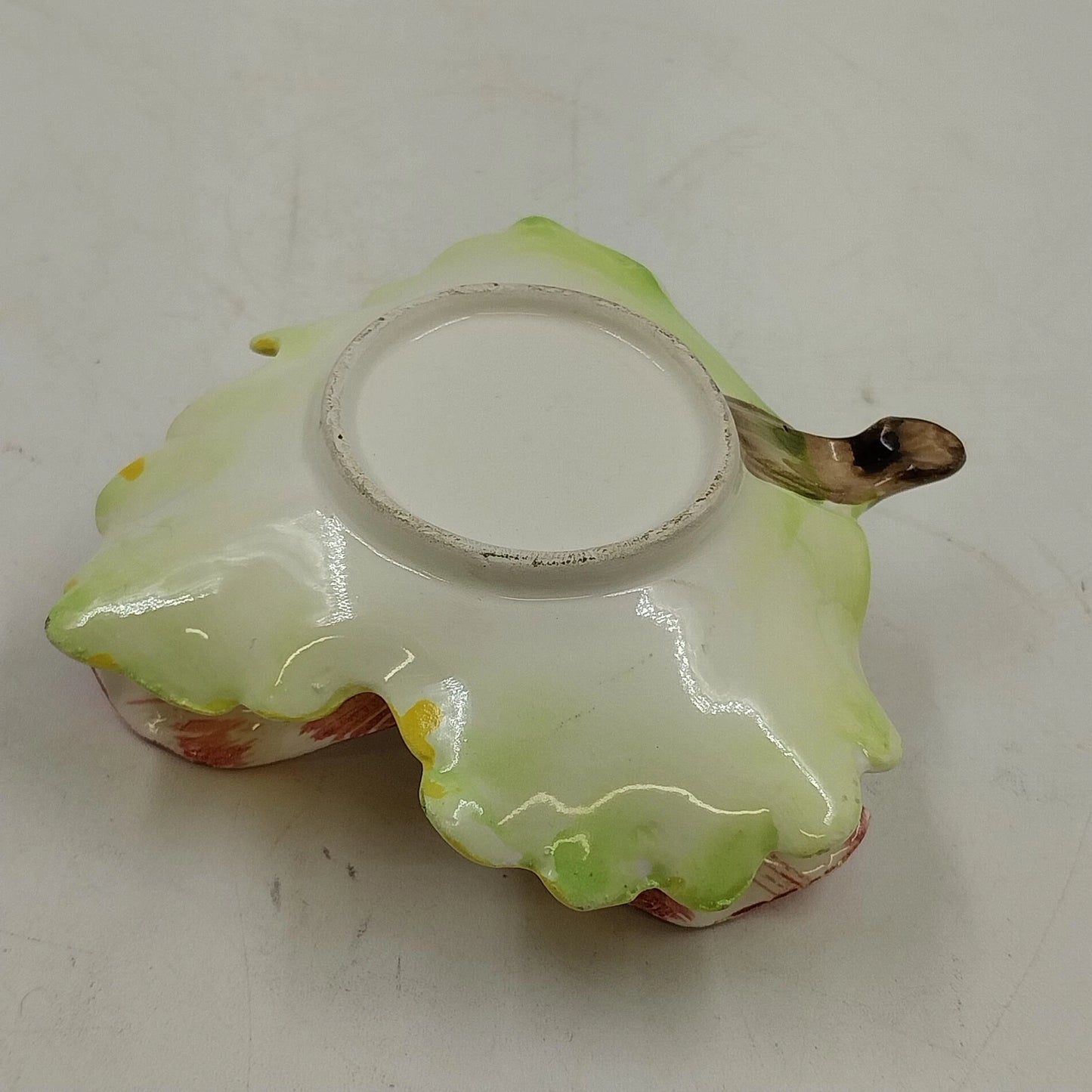 Ceramic Floral Tea Light Candle Holder Leaf Plate Red White Flower Chadwick Vtg