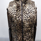 Jones New York Cheetah Print Puffer Vest Zip Button Pockets SZ Small Sleeveless