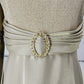 Michaelangelo Beige/Gold Tone Long Evening Dress.