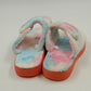 Dannto Women Size 9 Rainbow Relax Slipper Fuzzy Tie-Dye Cross Bands Arch Support