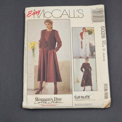 McCall's 5028 Vtg Sewing Pattern 1990 Uncut Miss Vest Jumpsuit Dress Sz C 10-14