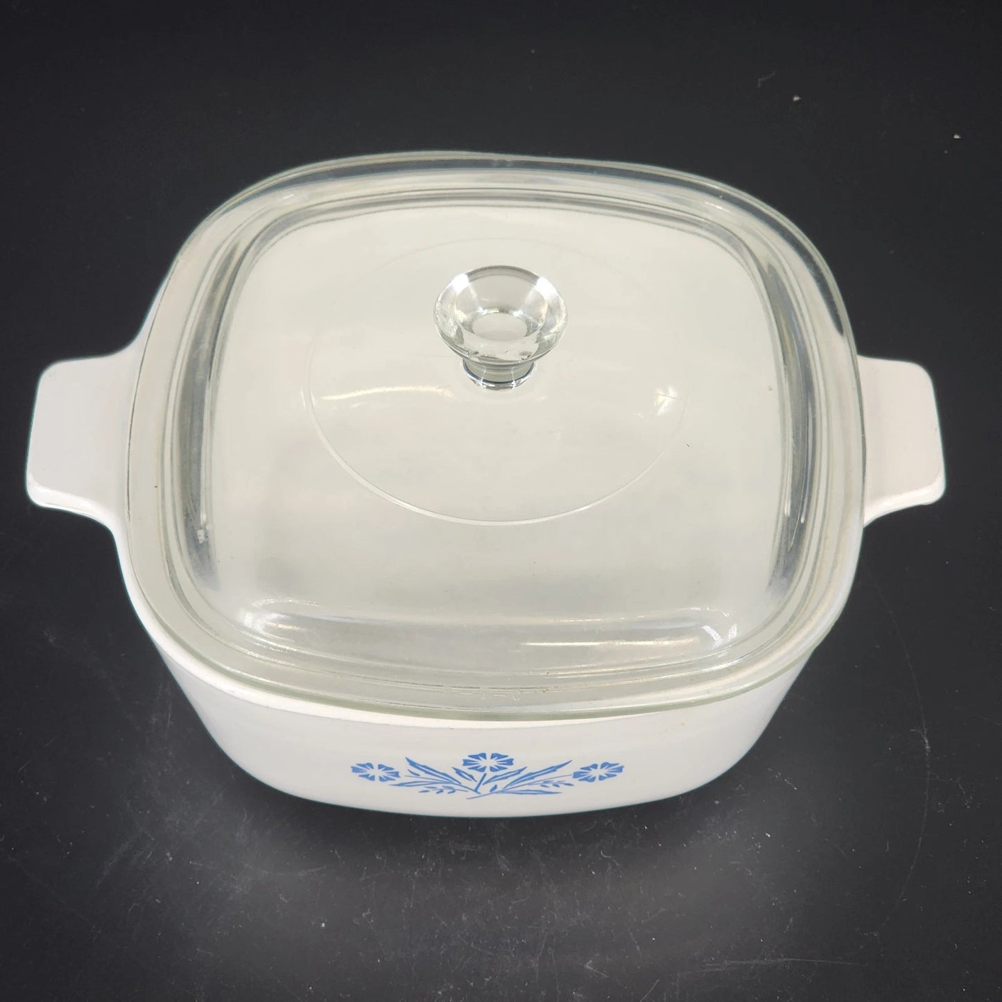 Corning Ware Blue Cornflower 1.5 Qt Casserole Dish P-1 1/2-B w Clear Glass Lid