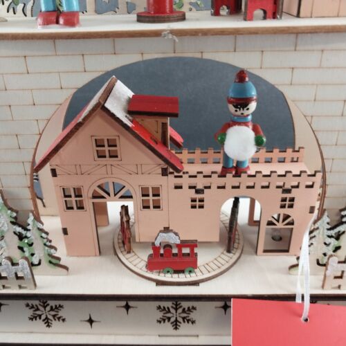 Martha Stewart Christmas Village Wooden Laser Cut Light Up Display Winter Scene